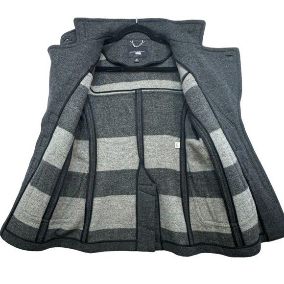 Banana Republic Womens Wool Blend Toggle Coat XS Gray Cross Zipper - Picture 6 of 10